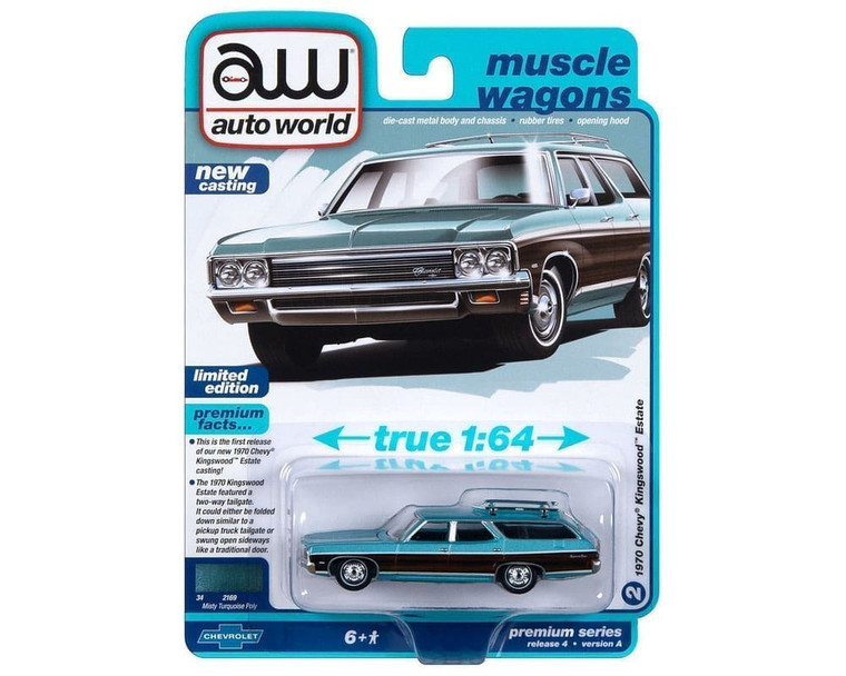 Auto World 1:64 1970 Chevrolet Kingswood Estate Misty Turquoise Poly Premium 2023 Release 4 Version A Limited Edition- Diecast