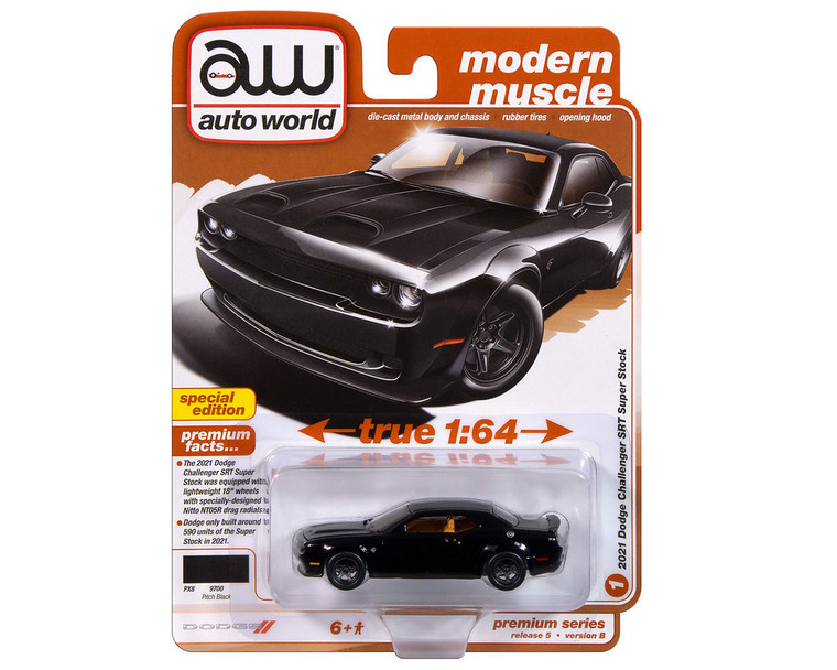 Auto World 1:64 2021 Dodge Challenger Srt Super Stock Black Special Edition- Diecast