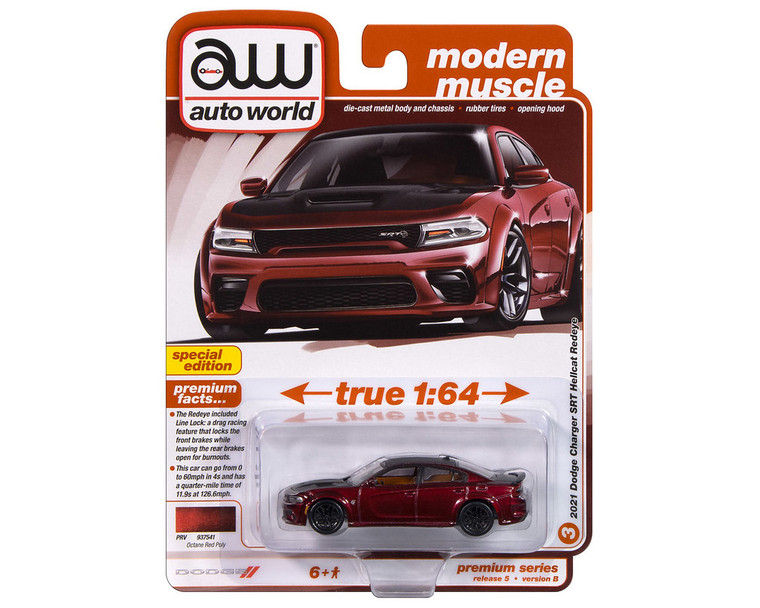 Auto World 1:64 2021 Dodge Charger Srt Hellcat Redeye Red Special Edition- Diecast