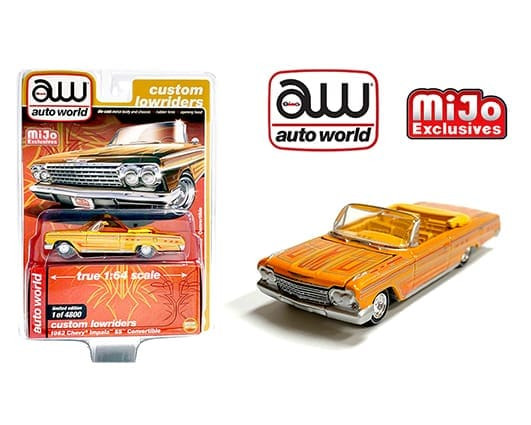 Auto World 1:64 Mijo Exclusives Lowriders 1962 Chevy Impala Ss Convertible Yellow- Diecast