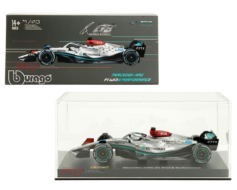 Bburago 1:43 Mercedes-amg F1 W13 E Performance #63 George Russell Amg Petronas Formula One Team- Plastic Case Race F1- Diecast Bburago 1:43 Mercedes-amg F1 W13 E Performance #63 George Russell Amg Petronas Formula One Team- Plastic Case Race F1- Diecast