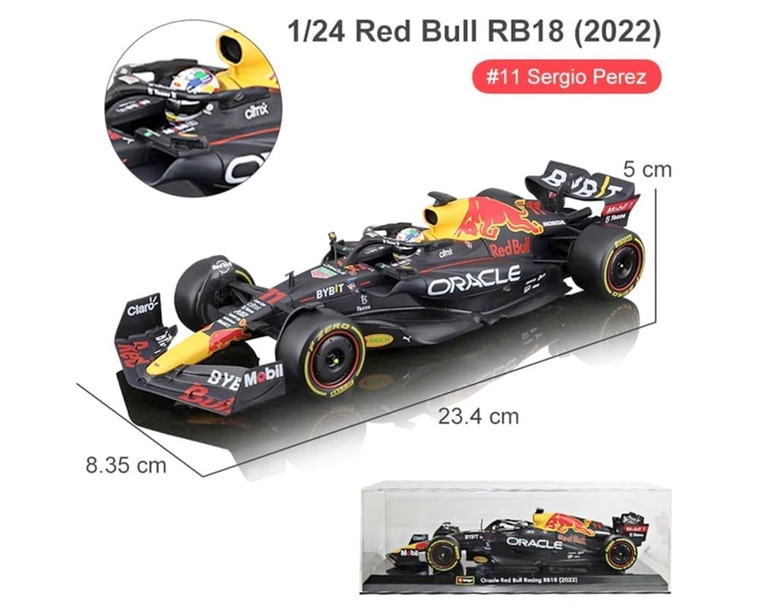 Bburago 1:24 Race F1 Oracle Red Bull Rb18 2022 #11 Sergio Perez With Showcase- Diecast