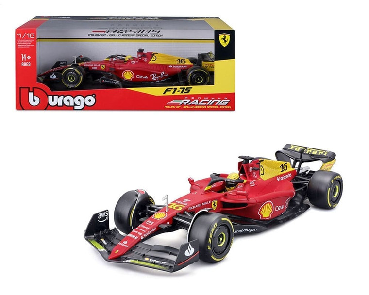 Bburago 1:18 Ferrari F1-75 #16 C. Leclerc 2022 Formula Racing Italian Gp Giallo Modena Special Edition- Diecast Bburago 1:18 Ferrari F1-75 #16 C. Leclerc 2022 Formula Racing Italian Gp Giallo Modena Special Edition- Diecast