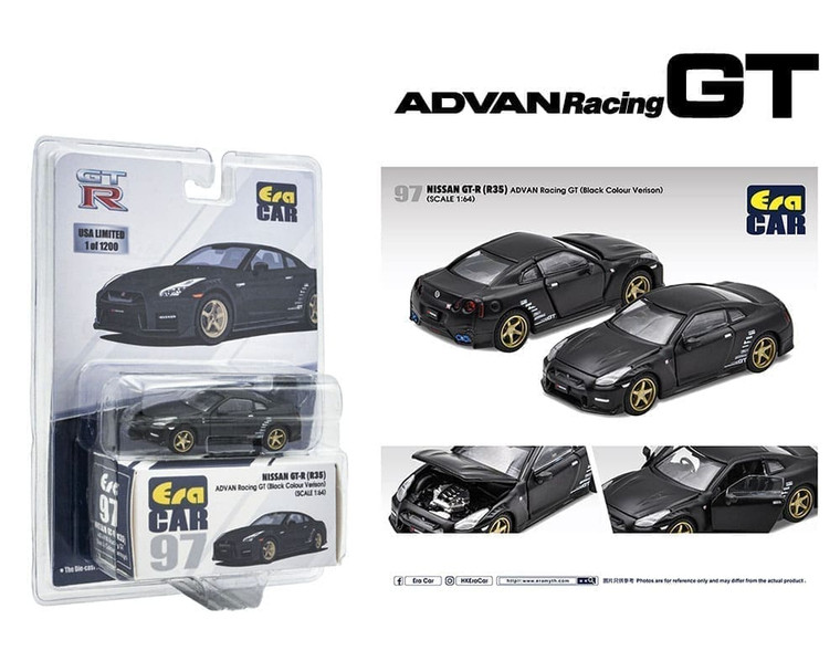 Era Car 1:64 Nissan Gt-r R35 Advan Racing Gt Matte Black- Diecast