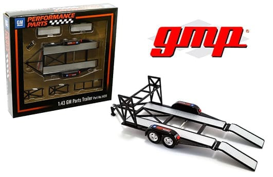 Gmp 1:43 Tandem Car Trailer With Tire Rack Gm Performance Parts (black)- Diecast