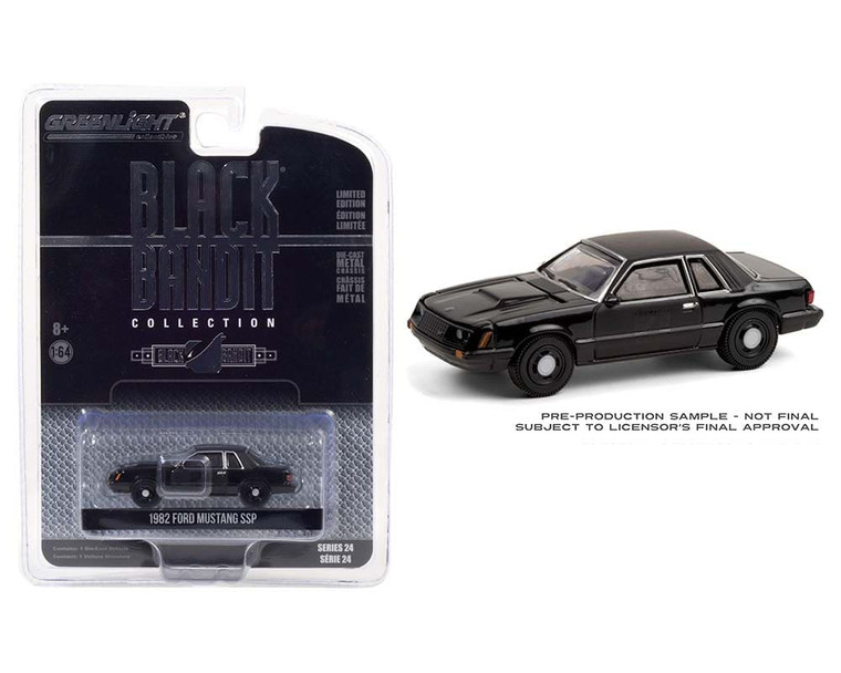 Greenlight 1:64 Black Bandit Series 24 1982 Ford Mustang Ssp Black Bandit Police- Diecast Greenlight 1:64 Black Bandit Series 24 1982 Ford Mustang Ssp Black Bandit Police- Diecast