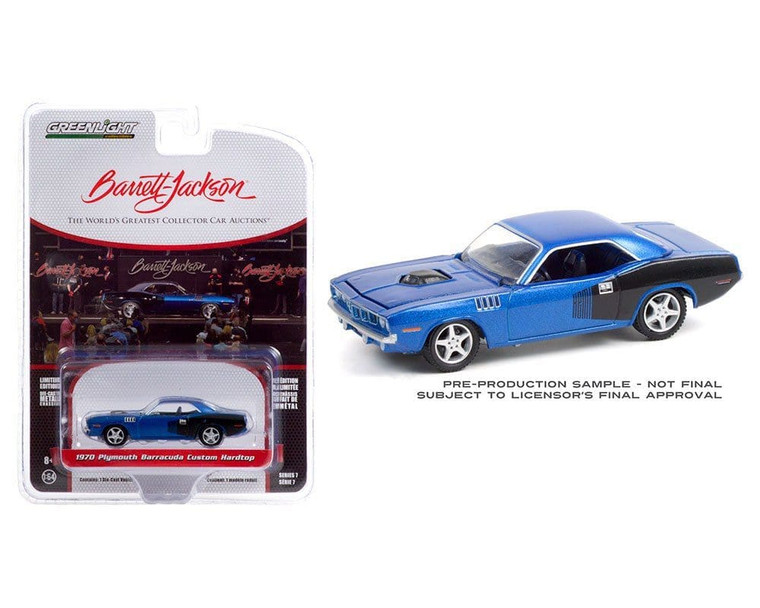 Greenlight 1:64 Barrett-jackson Series 7 1970 Plymouth Barracuda Custom Hardtop Blue- Diecast