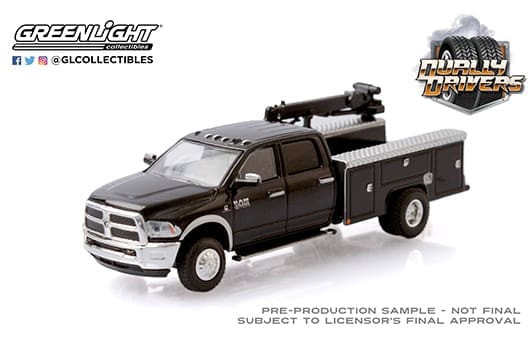 Greenlight 1:64 Dually Drivers Series 5 2018 Ram 3500 Dually Crane Truck (black)- Diecast