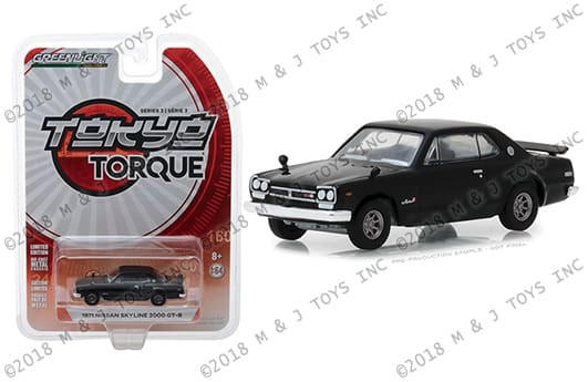 Greenlight 1:64 Tokyo Torque Series 3 1971 Nissan Skyline 2000 Gt-r (black)- Diecast