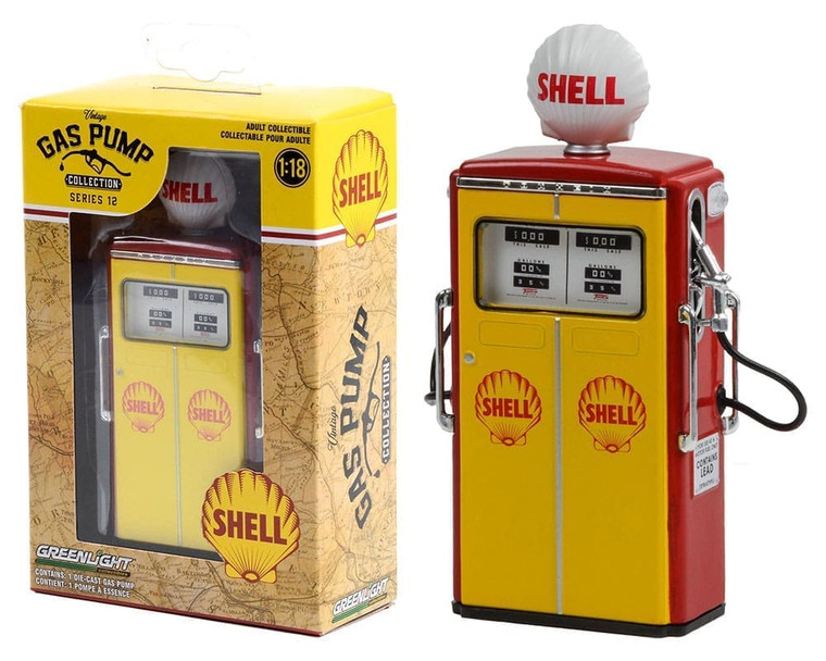 Greenlight 1:18 1954 Tokheim 350 Twin Gas Pump Shell Oil Vintage Gas Pump Collection Series 12- Diecast