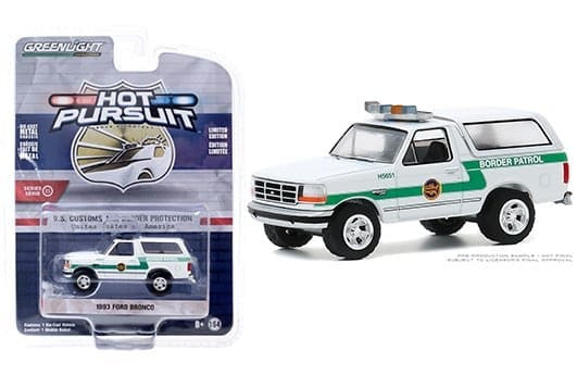 Greenlight 1:64 Hot Pursuit Series 35 1993 Ford Bronco U.s. Customs And Border Protection Border Patrol (white)- Diecast