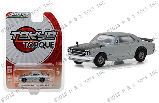 Greenlight 1:64 Tokyo Torque Series 3 1972 Nissan Skyline 2000 Gt-r (silver)- Diecast