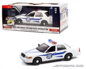 Greenlight 1:24 Hot Pursuit 2008 Ford Crown Victoria Police Interceptor Indiana State Police (white)- Diecast
