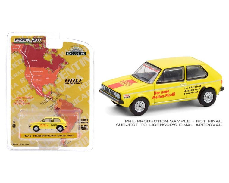 Greenlight 1:64 Hobby Exclusive 1974 Volkswagen Gold Mk1 Argentina Car #2 (yellow)- Diecast Greenlight 1:64 Hobby Exclusive 1974 Volkswagen Gold Mk1 Argentina Car #2 (yellow)- Diecast