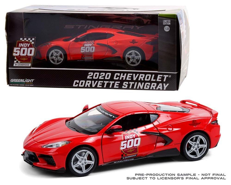 Greenlight 1:24 2020 Chevrolet Corvette C8 Stingray Coupe 104th Indy 500 Pace Car Red- Diecast