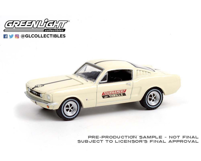 Greenlight 1:64 1965 Ford Mustang Fastback Mustang Auto Daredevils Tournament Of Thrills (ivory)- Diecast