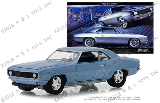 Greenlight 1:64 Hobby Exclusive Bfgoodrich Vintage Ad Cars 1969 Chevrolet Camaro bowtie Pastya (blue)- Diecast
