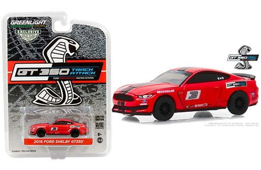 Greenlight 1:64 Hobby Exclusive 2016 Ford Mustang Shelby Gt350 (red With Black Stripes) Ford Performance Racing School- Diecast