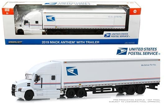 Greenlight 1:64 2019 Mack Anthem Usps Wh Long Haul Trucker Hobby Exclusive- Diecast