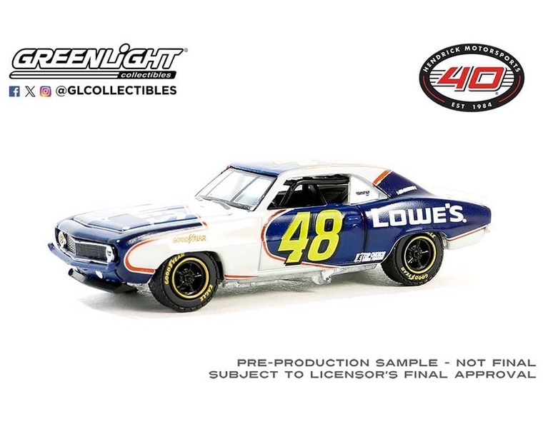 Greenlight 1:64 1969 Chevrolet Camaro Jimmie Johnson / Hendrick Motorsports First Win Tribute April 28, 2002 California Motor Speedway- Diecast