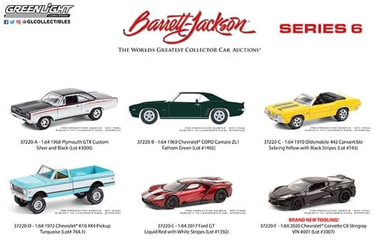 Greenlight 1:64 Barrett-jackson scottsdale Edition Series 6 Assortment (6 Styles)- Diecast