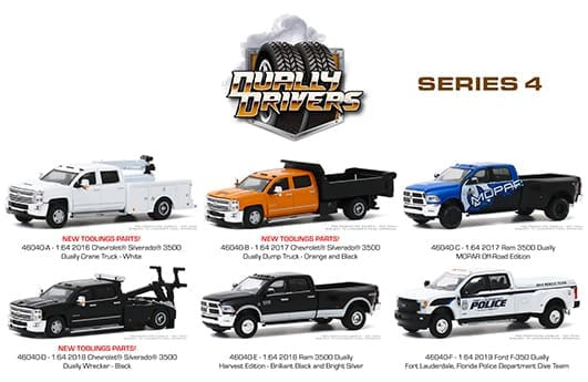Greenlight 1:64 Dually Drivers Series 4 Assortment (6 Styles)- Diecast
