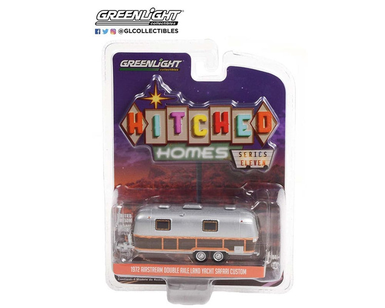 Greenlight 1:64 Hitched Homes Series 11 1972 Airstream Double-axle Land Yacht Safari Custom Woody- Diecast