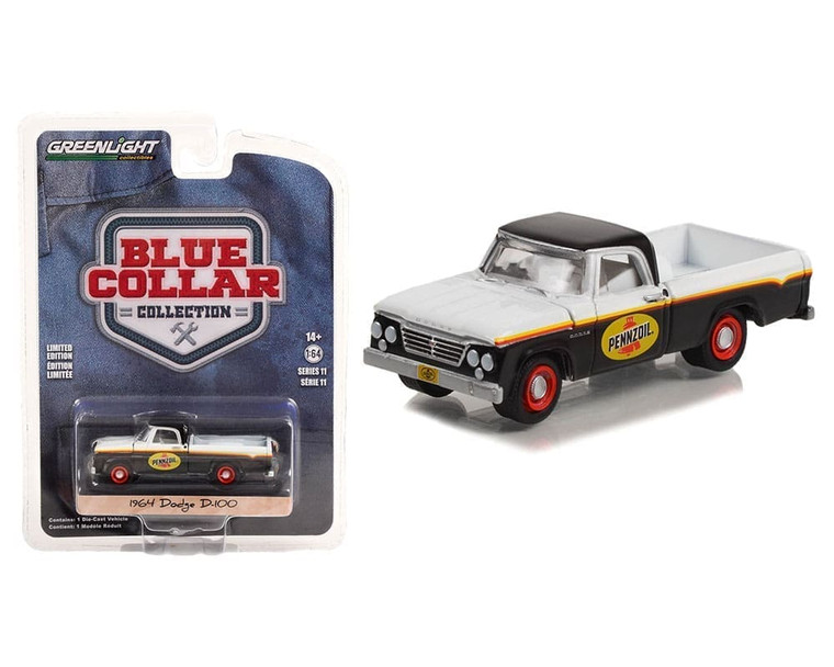 Greenlight 1:64 1964 Dodge D-100 With Toolbox Pennzoil Blue Collar Collection Series 11- Diecast