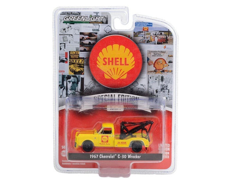 Greenlight 1:64 1967 Chevrolet C-30 Wrecker Shell Roadside Service 24 Hour Shell Oil Special Edition Series 1- Diecast