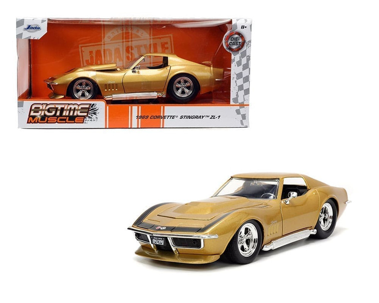 Jada 1:24 1969 Chevrolet Corvette Stingray (gold) Bigtime Muscle- Diecast