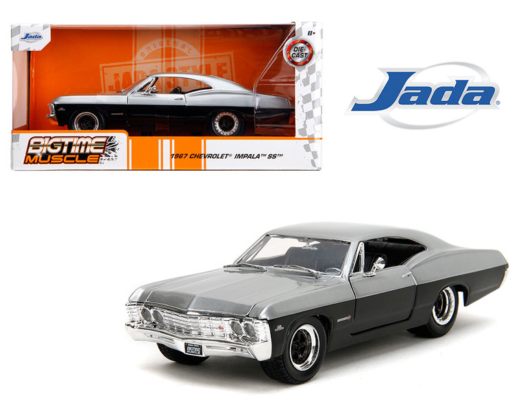 Jada 1:24 1967 Chevrolet Impala Ss Silver And Black Two Tone Bigtime Muscle- Diecast