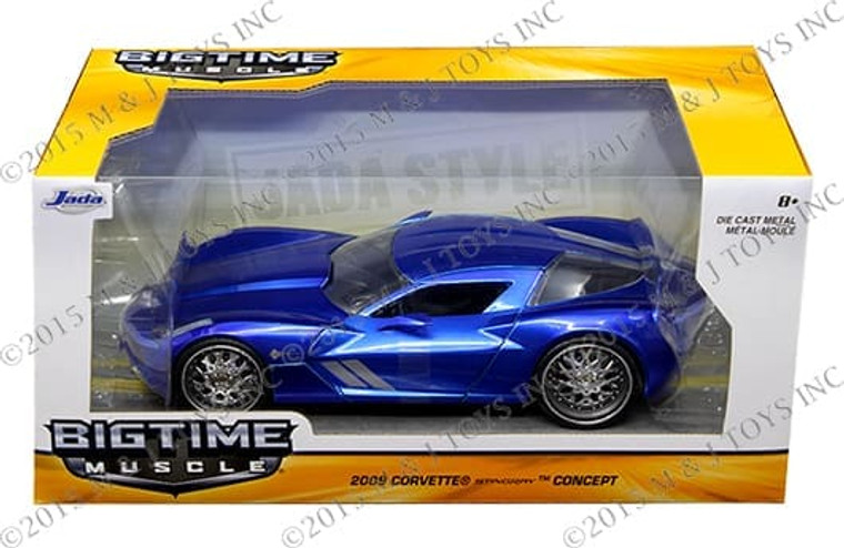 Jada 1:24 2009 Chevrolet Corvette Stingray Concept Blue Big Time Muscle- Diecast