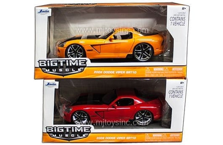 Jada 1:24 2008 Dodge Vipers Srt 10 Orange Red Big Time Muscle- Diecast