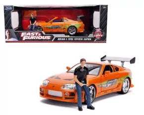 Jada 1:18 1995 Toyota Supra With Brian Figure & Working Lights Fast & Furious- Diecast