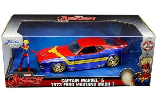 Jada 1:24 Captain Marvel & 1973 Ford Mustang Mach 1 Marvels Avengers- Diecast