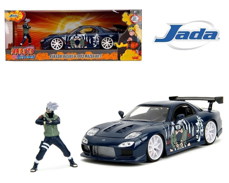 Jada 1:24 1993 Mazda Rx-7 And Kakashi Hatake Figure Naruto Shippuden Hollywood Rides- Diecast