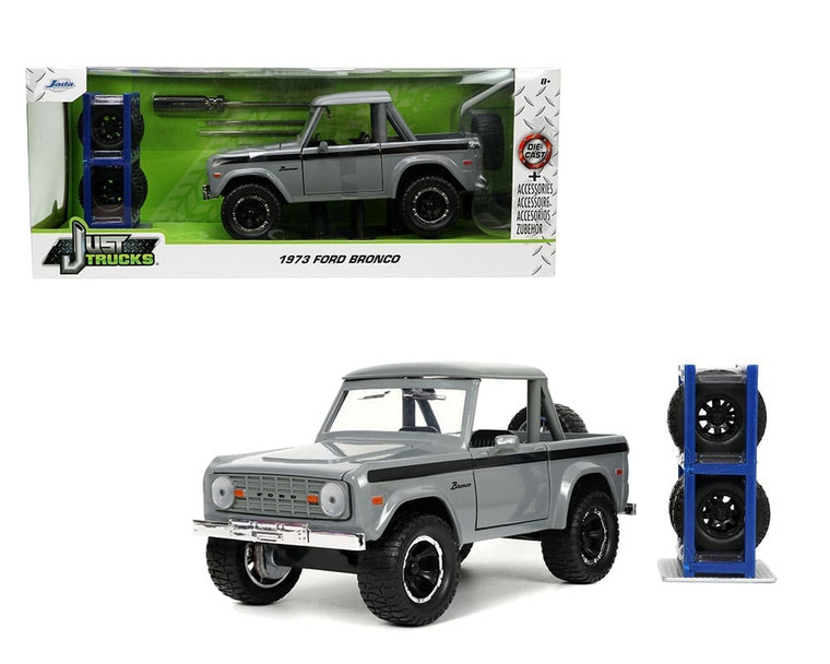 Jada 1:24 1973 Ford Bronco Just Trucks With Extra Wheels- Diecast