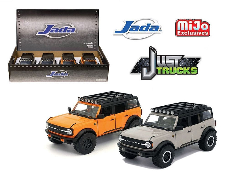 Jada 1:24 2021 Ford Bronco 4 Doors Just Trucks Display Tray Set Of 4- Mijo Exclusives- Diecast