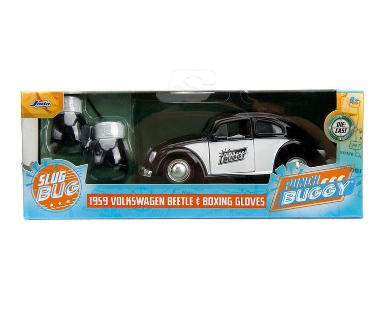 Jada 1:32 1959 Volkswagen Beetle (black/white) & Boxing Gloves Slug Bug Punch Buggy- Diecast