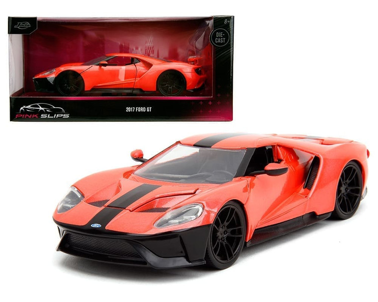 Jada 1:24 2017 Ford Gt Metallic Salmon Pink Slips- Diecast