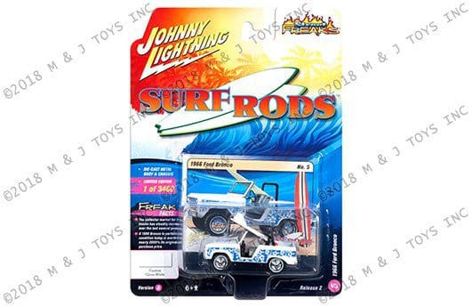 Johnny Lightning 1:64 Street Freaks 2018 Release 2 Version A 1966 Ford Bronco (white With Blue Designs)- Diecast