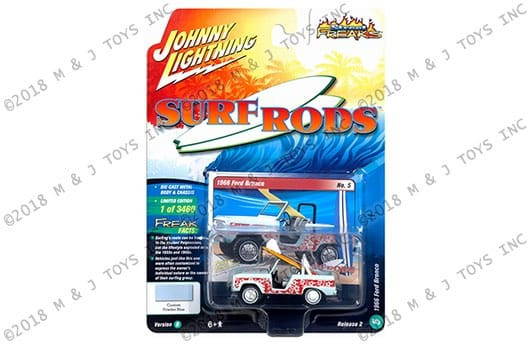 Johnny Lightning 1:64 Street Freaks 2018 Release 2 Version B 1966 Ford Bronco (powder Blue With Red Designs)- Diecast