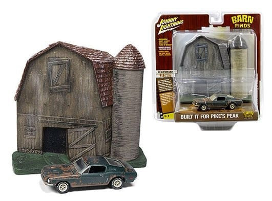 Johnny Lightning 1:64 Dioramas 2018 Release 4 Barn Finds: Lost Legends Old Barn And Silo With 1968 Ford Mustang Gt Fastback(faded Highland Green)- Diecast