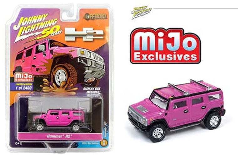 Johnny Lightning 1:64 50th Anniversary Off-road Hummer H2 (pink) Mijo Exclusives- Diecast