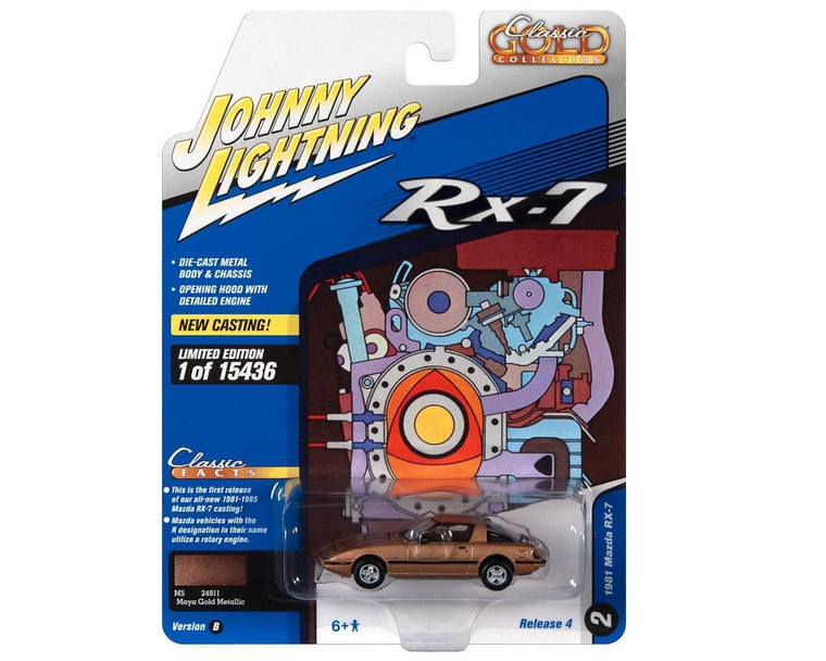 Johnny Lightning 1:64 1981 Mazda Rx-7 (maya Gold Metallic) Classic Gold 2021 Release 4- Diecast