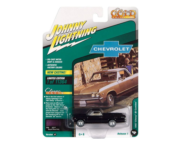 Johnny Lightning 1:64 1967 Chevrolet El Camino (royal Plum Poly) Classic Gold 2022 Release 1 Version A- Diecast