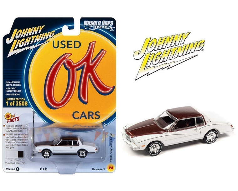 Johnny Lightning 1:64 Muscle Cars Usa 2023 Release 1 A Version 1980 Chevrolet Monte Carlo White- Diecast
