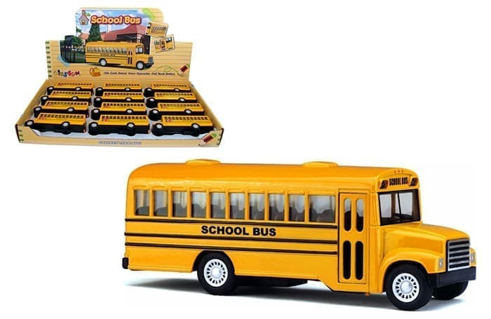 Kinsfun 5 School Bus Display Tray Set Of 12- Diecast