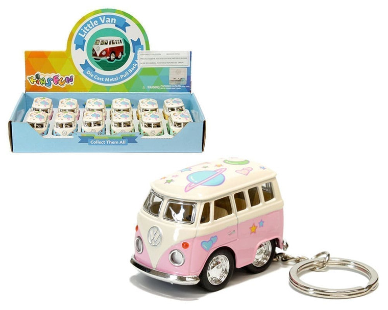 Kinsfun 2 Volkswagen Little Van Pastel Flowers With Keychain Display Tray Set Of 12- Diecast Kinsfun 2 Volkswagen Little Van Pastel Flowers With Keychain Display Tray Set Of 12- Diecast