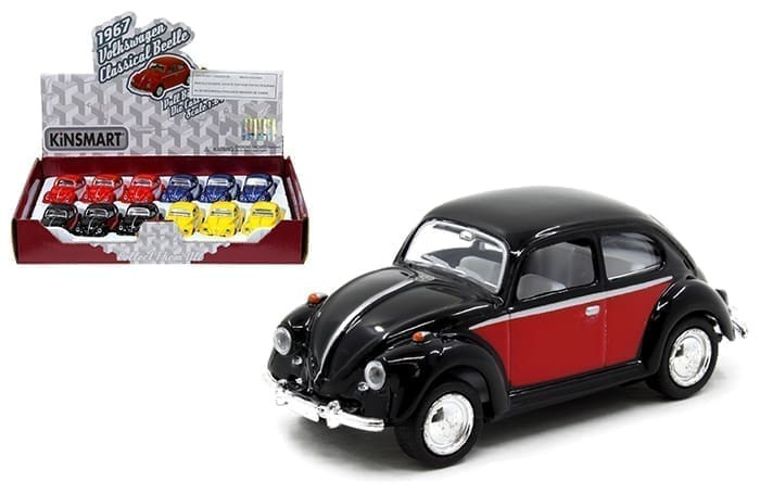 Kinsmart 1:64 1967 Volkswagen Beetle 2 Two-tone 4 Colors Display Tray Set Of 12- Diecast